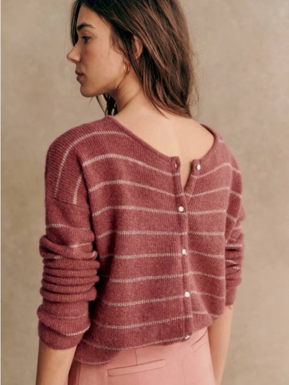 Sézane Gaspard Cardigan in Dark Rosewood/Gold